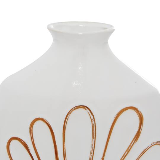 18" White Ceramic Handmade Daisy Floral Vase